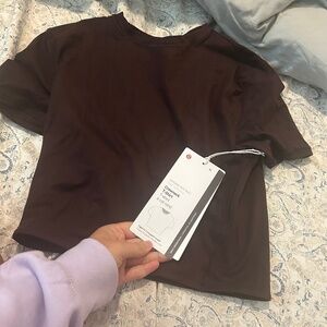 NWT lululemon nulu cropped tshirt. BROWN